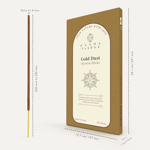 KarmaPledge Gold Dust Incense Sticks, Burn Time 45-60 Min, 100 Sticks - color: Gold Dust, size: 100 Hand Dipped Sticks