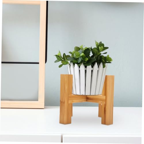 1Set Wooden Flowerpot Stand with Non Slip Mats Legged Indoor Plant Holder for Home Decor Craft Adornment Fish Tank Support Smooth Surface Durable Material
