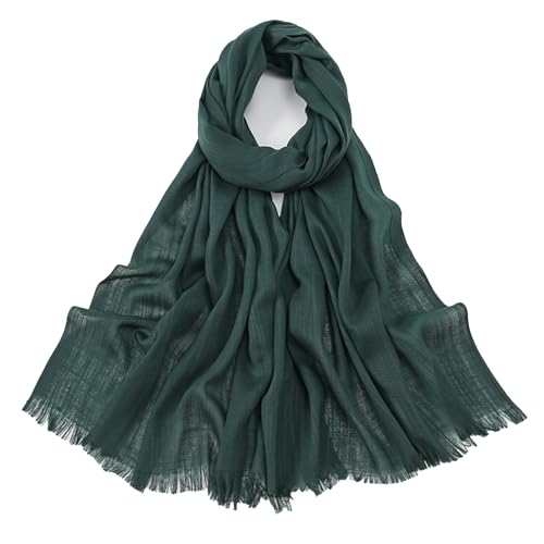 Women's Summer Scarf Lightweight And Soft Bamboo Cotton Headscarf - color: Blackish Green