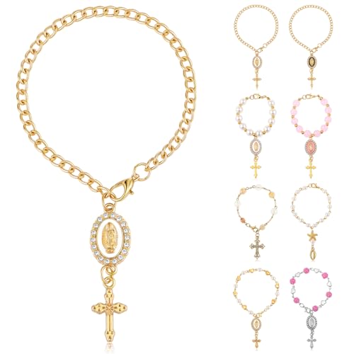 Huquary Steering Wheel Rosary Charm for Car Decor - color: White, style: Cross