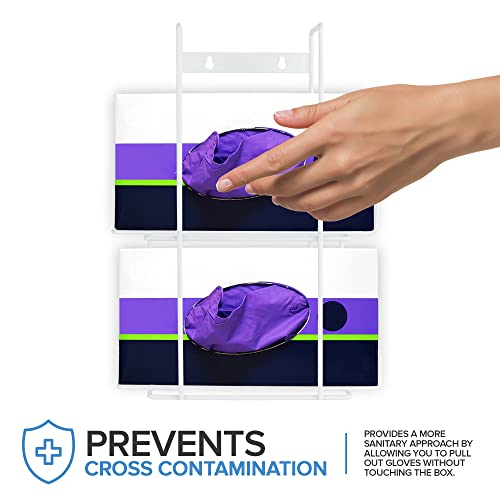 Stock Your Home (White) Metal Double Gloves Dispenser, Tissue Box Shelf, Glove Box Holder Wall Mount, for Kitchen, Cleaning Closet, Lab, Exam, Office - size: 1 Count, style: Double Stack