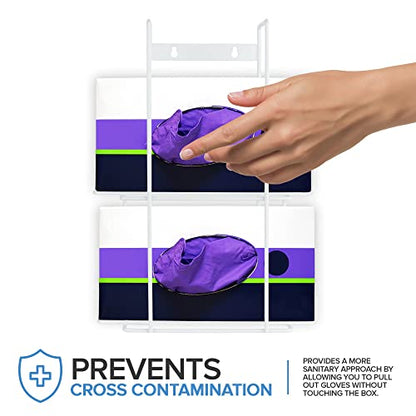 Stock Your Home (White) Metal Double Gloves Dispenser, Tissue Box Shelf, Glove Box Holder Wall Mount, for Kitchen, Cleaning Closet, Lab, Exam, Office - size: 1 Count, style: Double Stack