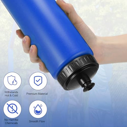 LemonRoad 12 Pack Squeeze Water Bottles Reusable 20 oz Plastic Sports Water Bottle with Pull Top Lid, Bike Cycling Gym Sport, Dishwasher Safe (Navy Blue) - color: Navy Blue