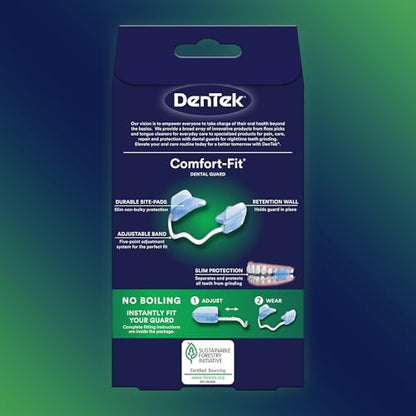 DenTek Comfort-Fit Dental Guard, 1 Storage Case & Pack of 2 Guards | FDA-Cleared Mouth Guard, For Grinding Teeth at Night, Ready to Wear & Adjustable, Non-Bulky Bite Pads, Slim Protection