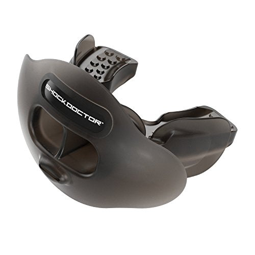 Shock Doctor Max Airflow Mouth Guard for Football & High Impact Sports, Breathable & Comfortable, Offers Lip Protection, Youth & Adult Sizes, Includes Helmet Strap, Translucent Black