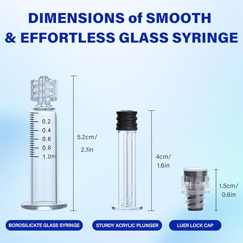 10 Pack 1ml Luer Lock Glass Syringe, Borosilicate Syringes for Liquids, Glue, Oils, Ink, Lab and Crafts Tools without Needle