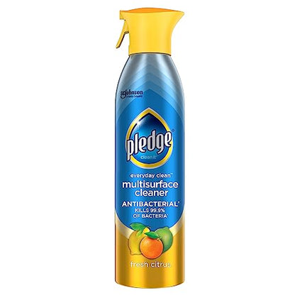 Pledge Antibacterial Multisurface Cleaner Spray, Wood Furniture, Stainless Steel, and Electronics Cleaner, Sanitizes as Cleans, Remove Dust and Messes - Fresh Citrus Scent, 9.7oz - size: 9.7 Fl Oz (Pack of 1)