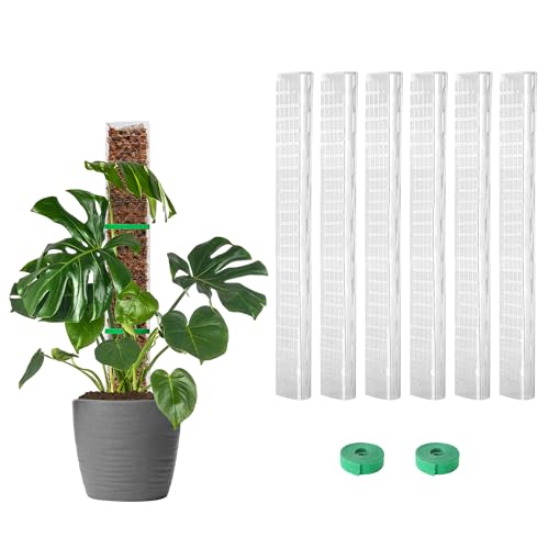 EOX 6 Pcs 24 Inch Plastic Moss Pole for Monstera, Large D Shaped Poles for Climbing Plants Work with Sphagnum Moss, 135 Inch Plant Stake Set of 6, Garden Ties - size: 6 PACK-24Inch-no moss included