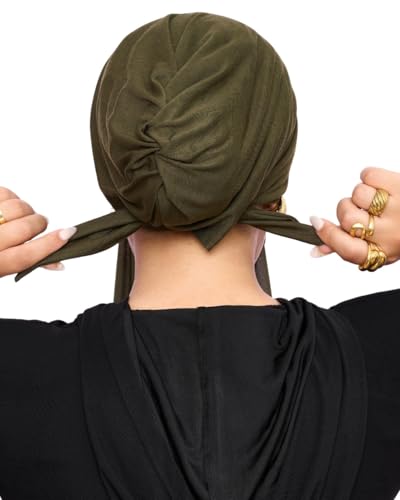 Instant Chiffon Hijab 3-in-1 with Built-in Magnets and Attached Match Undercap, Women Hijabs Set. - color: Green