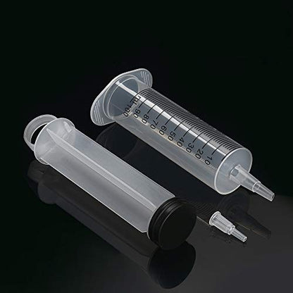 5 Pack 100ml Syringes with Tip Adapters, Large Garden Syringe for Scientific Labs, Nutrient Measuring, Watering, Refilling - size: 100 ml