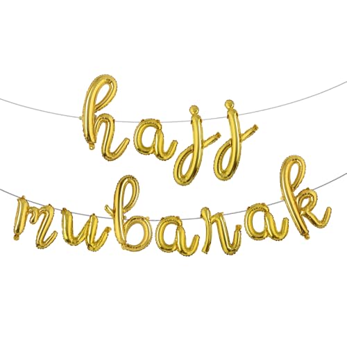 HAJJ MUBARAK Party Balloon for Festival Gathering Decorations Eid Mubarak Party Supplies Decorations (L HAJJ MUBARAK Gold) - color: L Hajj Mubarak Gold