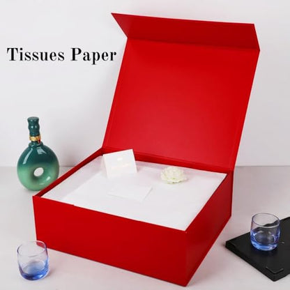 UoeRing 6 Pcs Red Gift Box Large 11.5x8x4 Inch with Magnetic Lid | Collapsible Luxury Present Box,for Birthday,Christmas Holiday Gift Includes Card,Ribbon,Tissue Paper & Shredded Filler - color: 13.5x11.8x4.7 Inch-Red-Pack of 6