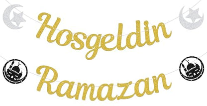 Hosgeldin Ramazan Banner - Ramadan Mubarak Banner - Ramadan Party Decorations Gold - size: Hosgeldin Ramazan