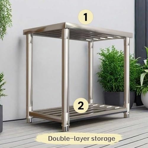 2-Tier Aquarium Stand With Breeder Tank Shelves, Reptile Turtle Terrarium Shelf, Stainless Steel Tubing, Balcony Flower Shelf, Brake Wheels.(50*30*60cm) - size: 50*30*60cm