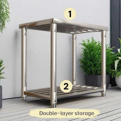 2-Tier Aquarium Stand With Breeder Tank Shelves, Reptile Turtle Terrarium Shelf, Stainless Steel Tubing, Balcony Flower Shelf, Brake Wheels.(50*30*60cm) - size: 50*30*60cm