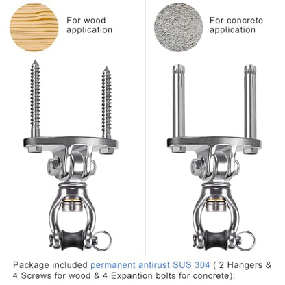 SELEWARE Silent Bearing Swivel Swing Hanger Stainless Steel Swing Hook 2Pcs - color: 360° Bearing Swing Hanger ( 2 Pack )