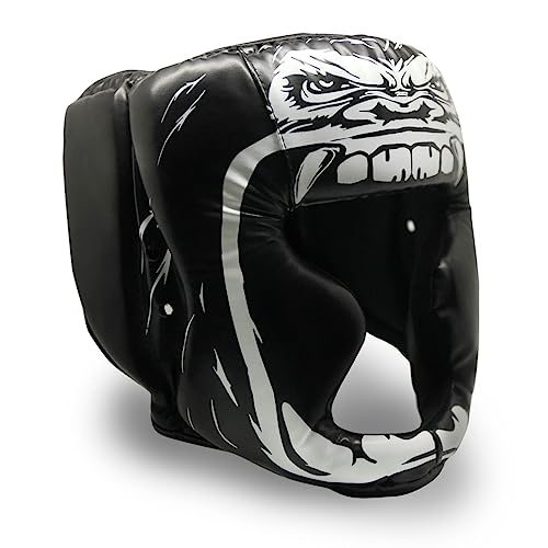 TRAINED Boxing Headgear Black S/L Use for MMA Training Kickboxing, Muay Thai, Sparring, Karate and Taekwondo Head Guard. - size: Small, style: Gorilla