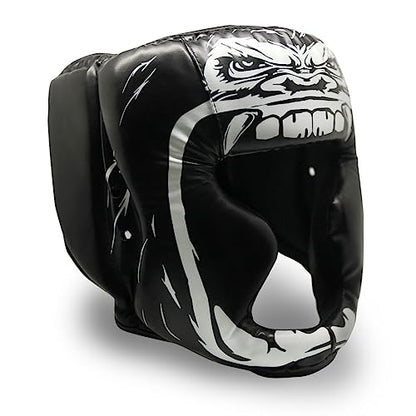 TRAINED Boxing Headgear Black S/L Use for MMA Training Kickboxing, Muay Thai, Sparring, Karate and Taekwondo Head Guard. - size: Large, style: Gorilla