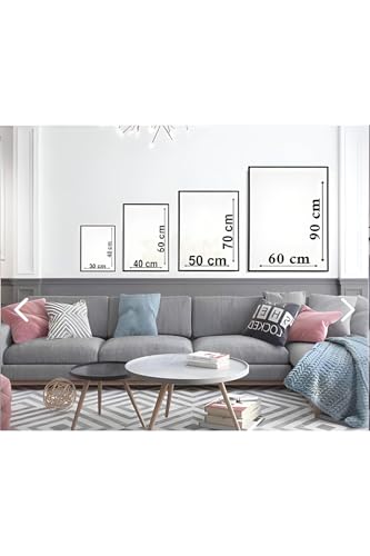 Grey Bohemian Allah-Muhammad Islamic Model Framed Tempered Glass Wall Art Single Vertical Colorful Design Home Decor Religious Calligraphy Çok 30x40