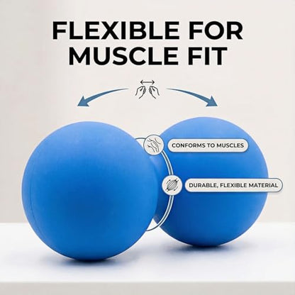 Peanut Massage Ball for Myofascial Release, Silicone Massager | Silicone, Latex-Free, Deep Tissue Massage Tool, for Neck, Back, Shoulders, Hips, Legs, Post-Workout Recovery, Travel Portable
