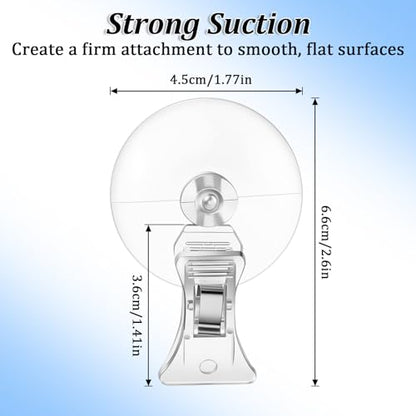 6 Pcs Aquarium Suction Cups with Clips - Aquarium Suction Cup Clips | Clear Plastic fish feeder Tool for Advertising Display Business Cards Fishes Feeding Veggie Feed Holder