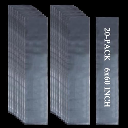20PCS 6" x 60" Extra Long Clear Plastic Sleeves for Posters and Banners | Heavy Duty, 2 Mil Thick, Flat Open, Long Tube Storage Bags for Packaging Blueprint, Fishing Rods & Large Narrow Items - color: 6" x 60"-20PCS