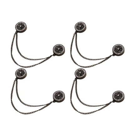 Multi-Function Magnetic Clothing Clips, 4 Packs Pinless Colorful Hijab Magnets, No Pierce Clothing Buttons for Women Dress Shirt Scarf - color: Black-B