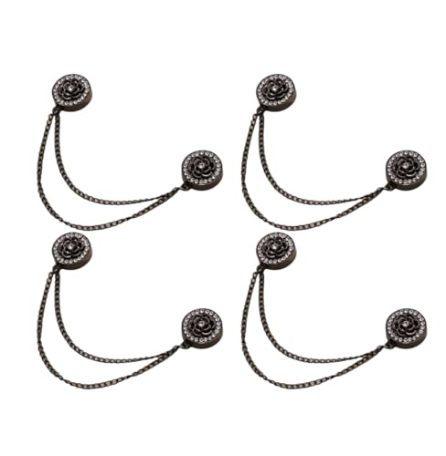 Multi-Function Magnetic Clothing Clips, 4 Packs Pinless Colorful Hijab Magnets, No Pierce Clothing Buttons for Women Dress Shirt Scarf - color: Black-B