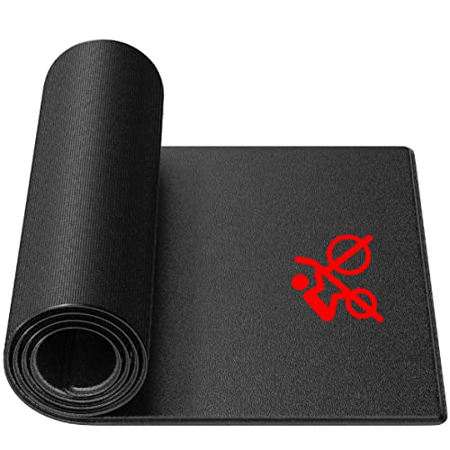 Bike Mat Compatible with Peloton Bike, 6mm Floor Protector | 6mm bike mat compatible with Peloton bike, providing non-slip waterproof protection for hardwood or carpet - size: 30x60", style: Logo Style