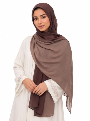 Modal Feel Hijab Scarf for Women, Lightweight Ombre Dual Color - color: 6#brown