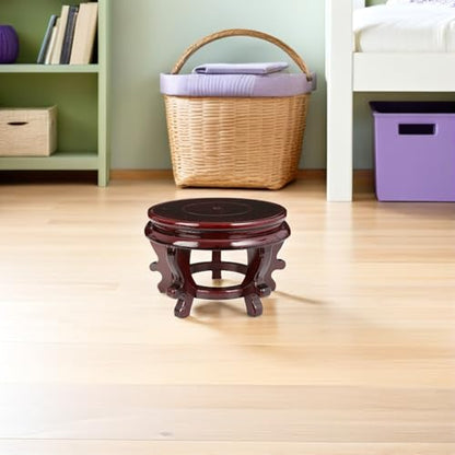 Veemoon Wooden Plant Stand Base for Flower Pot Indoor, round High-density Board Holder 14cm Inner Diameter 10cm Height, Heavy Duty Support to 70lbs for Vase, Planter, Aquarium Display