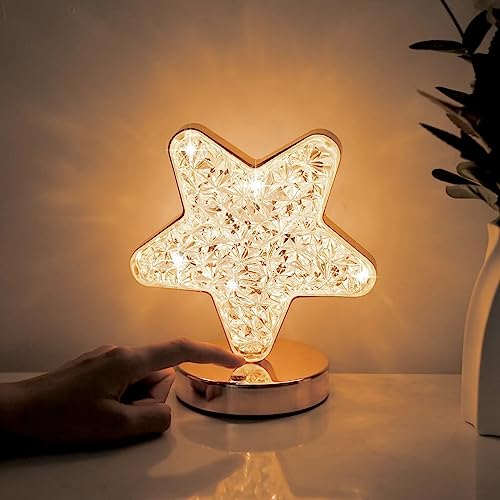 SupBri Star Lamp, Cute Night Light for Kids, Cordless Rechargeable Stepless Dimmable Touch Lamp with 3 Colors Modes for Living Room, Bedroom,Christmas Decorations - color: Star