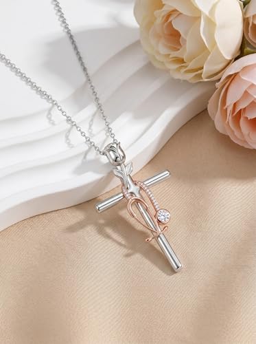 Graduation Gifts for Women 925 Sterling Silver Compass/Graduation/Vet/Cross/Stethoscope Necklace for Women - color: Cross-Stethoscope