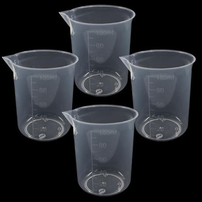 Measuring Cup, 4 Pcs, 100ml/3.4oz, Clear | Transparent Lab Liquid Mixing Cups, Plastic Graduated Beakers, Kitchen Cooking Medicine Measure Tool - size: 100ml/3.4oz, style: 4 Pcs
