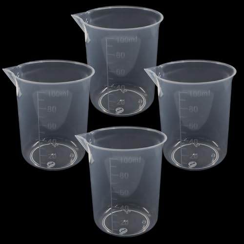 Measuring Cup, 4 Pcs, 100ml/3.4oz, Clear | Transparent Lab Liquid Mixing Cups, Plastic Graduated Beakers, Kitchen Cooking Medicine Measure Tool - size: 100ml/3.4oz, style: 4 Pcs