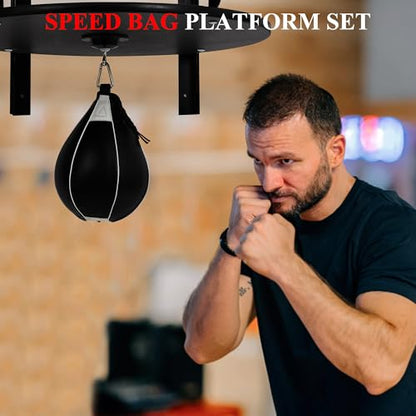 Wall Mounted Speed Bag Platform with Speed Ball, Heavy Duty Iron Boxing Training Kit for, Punching & Coordination, Home Gym Workout Equipment