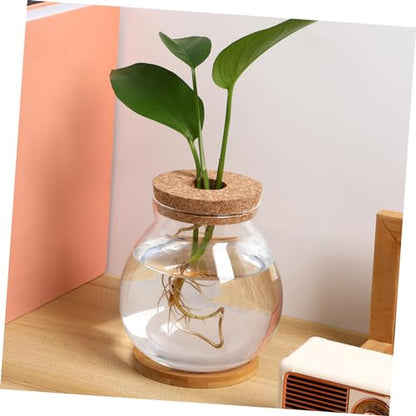 Desktop Hydroponic Glass Fish Bowl with Cushion Small Betta Fish Tank for Plant Terrarium Decor with Mat for Home and Office