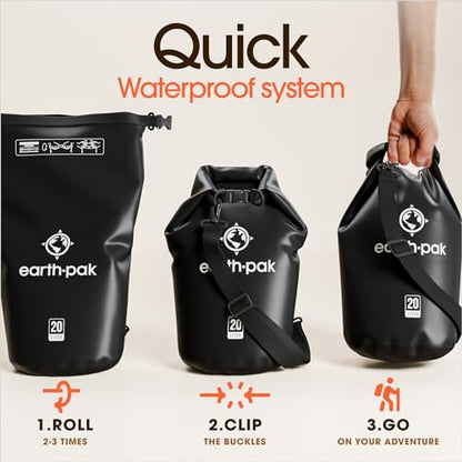 Earth Pak Waterproof Dry Bag - Roll Top Waterproof Backpack Sack Keeps Gear Dry for Kayak with Waterproof Phone Case - color: Black, size: 10L
