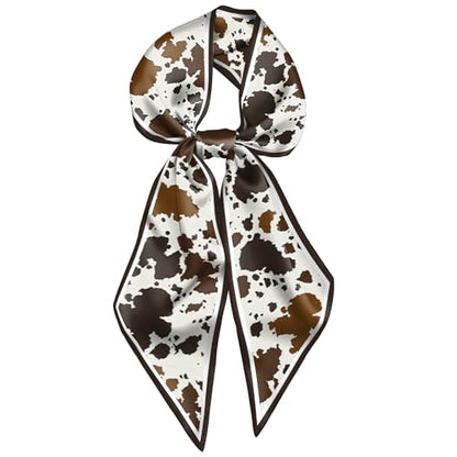 Head Hair Scarf Neck Silk Feeling Scarves Long Thin Satin Fashion Handbag Cute Decoration Women Girls 59 * 6.7'' - color: O-1-cowhide