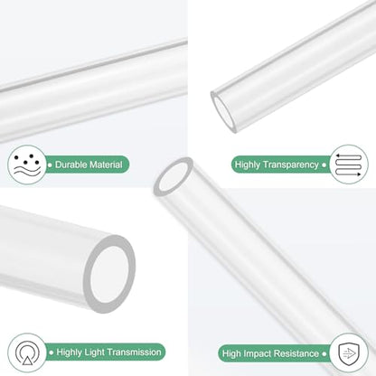 M METERXITY 2-Pack Clear Rigid Acrylic Pipe, 10mm[0.39"] ID x 14mm[0.55"] OD Plastic Round Tube for Water Cooling System/Lamps/Fountains/Aquariums/Display Stand, Acrylic Tubing [305mm/12IN] - size: 10mm ID x 14mm OD