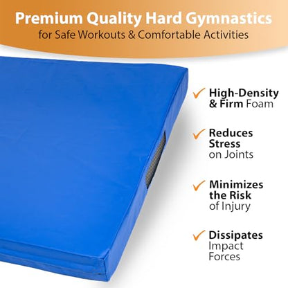 Foamma Gymnastics Mat for Kids & Adults, 4" Thick, 4 ft x 4 ft, Blue – High-Density Landing Mat with Waterproof Cover, Ideal for Tumbling, Wrestling & Gymnastics Equipment for Indoor/Outdoor Use - size: 4ft x 4ft, style: 4" Thickness