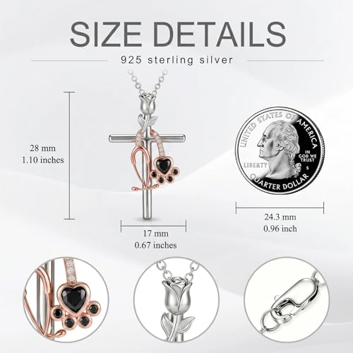 Graduation Gifts for Women 925 Sterling Silver Compass/Graduation/Vet/Cross/Stethoscope Necklace for Women - color: Cross-Vet