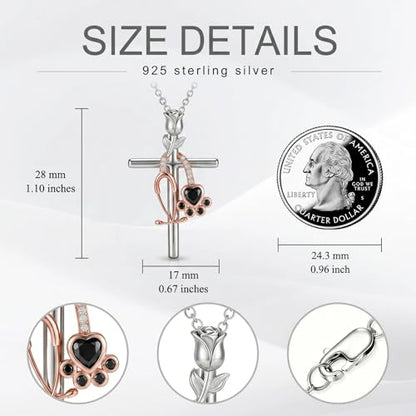 Graduation Gifts for Women 925 Sterling Silver Compass/Graduation/Vet/Cross/Stethoscope Necklace for Women - color: Cross-Vet