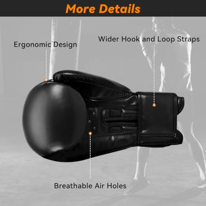 Boxing Gloves for Men and Women,PU Leather Breathable Pro Training Gloves,Hook and Loop Closure Boxing Training Gloves for Sparring MMA Kickboxing Muay Thai - size: 08 oz