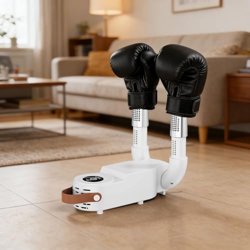 Boxing Glove Dryer with Smart Display, Portable Fresh Strike Glove Dryer, Constant Temperature Punching Gloves Dryer with Adjustable Heat & Timer for Boot Glove (White#B) - color: White#B