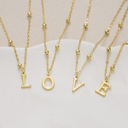 Initial Necklaces for Women Dainty 14k Gold Plated A-Z Letter Pendant Name Necklaces Cute Charm Choker Fashion Accessories Non Tarnish Trendy Jewelry Gift - color: Gold, style: M