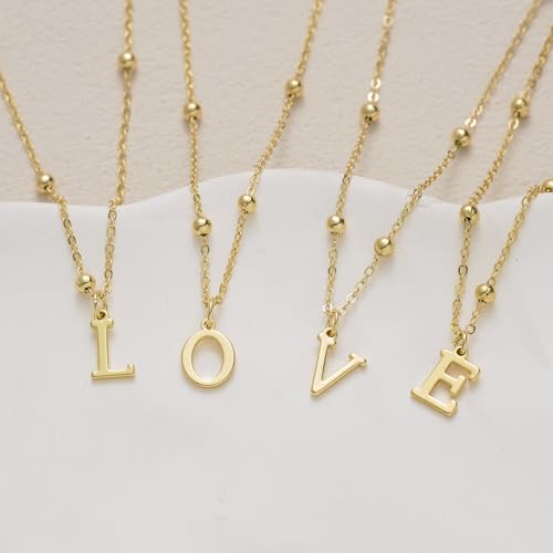 Initial Necklaces for Women Dainty 14k Gold Plated A-Z Letter Pendant Name Necklaces Cute Charm Choker Fashion Accessories Non Tarnish Trendy Jewelry Gift - color: Gold, style: K