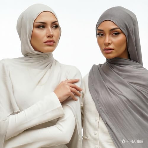 Crinkle Cotton Hijab, Soft Light and Breathable Hijab Scarf For Women, Suitable for All Seasons - color: Caramel