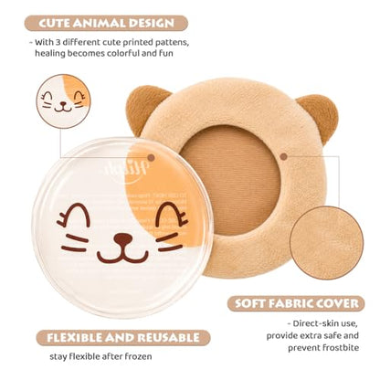 Hilph Kids Ice Packs for Boo Boos, FSA Eligible, HSA Approved, 3 Gel Toddler Cold Packs with Cute Cover for Injuries Reusable, Hot Cold Compress for Pain Relief, Toothache, Wisdom Teeth, Fever - style: B-Koala&Alpaca&Cat