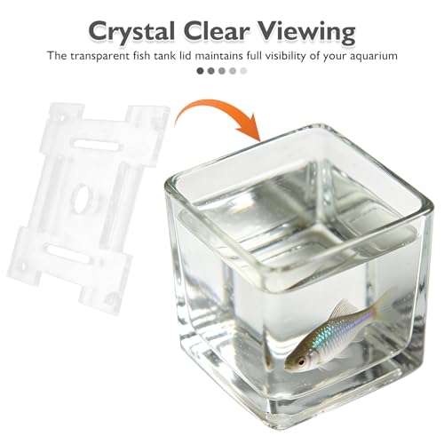 Clear Acrylic Fish Tank Lid with Feeding Holes, Multi-Slots and Corner Guards - Aquarium Anti-Jumping Top Cover for 4.7''X4.7'' Breeder Terrariums